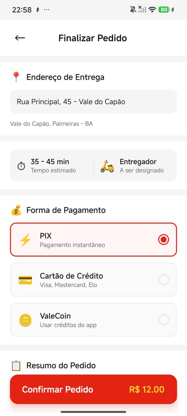 Finalizar pedido no app