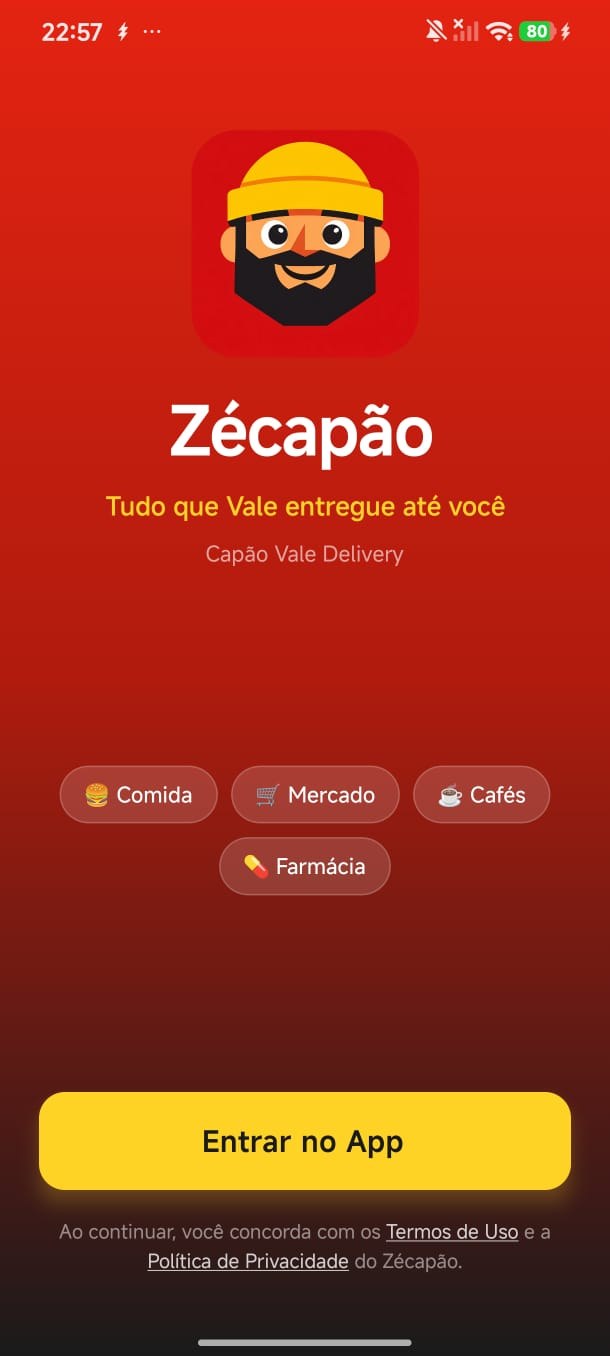 Entrada do app