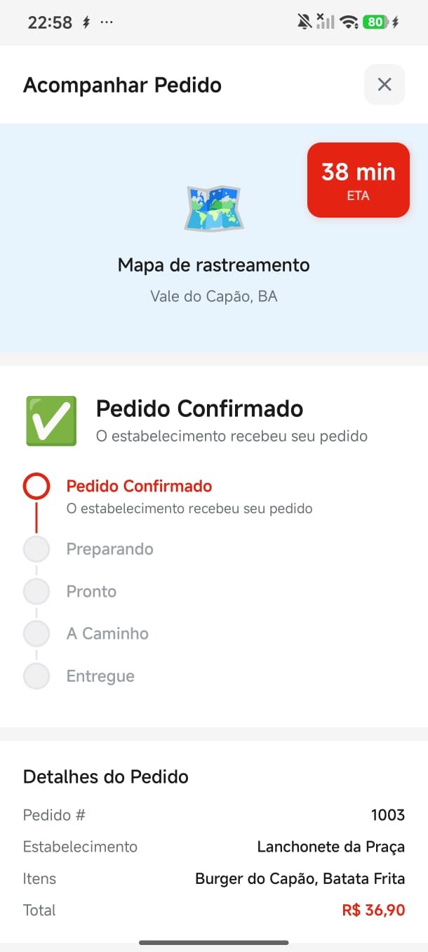 Tela de acompanhamento do pedido